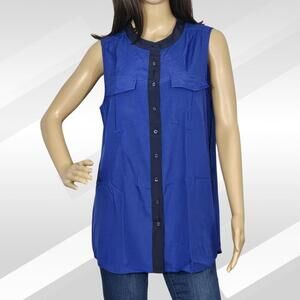 2/$20 J. Crew Blue Sleeveless Button Front Blouse Size 12 | Casual Classic Top